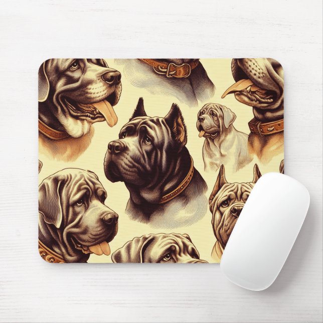 Vintage Neapolitan Mastiff Illuistration Mouse Mat (With Mouse)