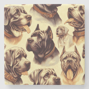 Vintage Neapolitan Mastiff Illuistration Stone Coaster
