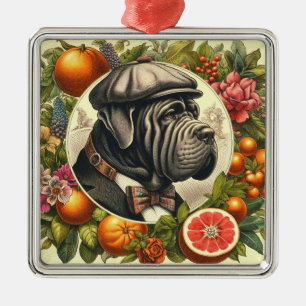 Vintage Neapolitan Mastiff Illustration Metal Tree Decoration