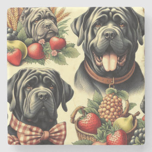 Vintage Neapolitan Mastiff Illustration Stone Coaster