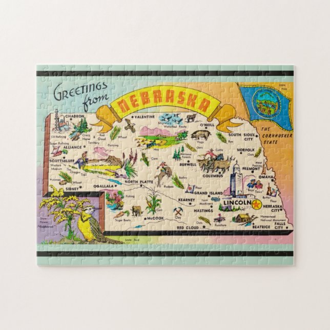 Vintage Nebraska Map Jigsaw Puzzle (Horizontal)