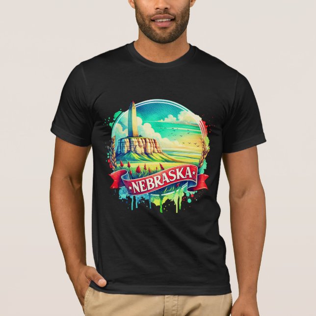 Vintage Nebraska Map T-Shirts – Retro us state (Front)