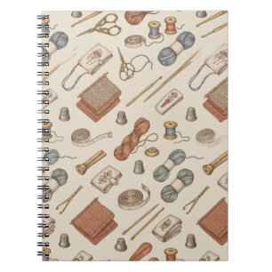 Vintage Needlework Sewing & Knitting Tools Notebook