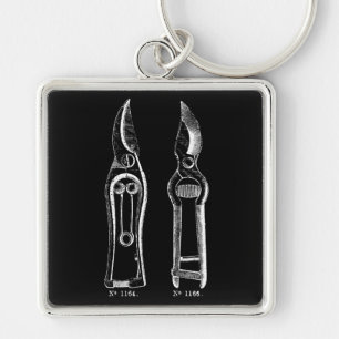 VINTAGE negative ILLUSTRATION Gardening Pruners K Key Ring