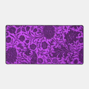 Vintage neon and dark purple floral pattern desk mat