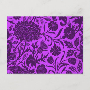 Vintage neon and dark purple floral pattern postcard
