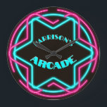 Vintage Neon Bar Arcade Large Clock<br><div class="desc">A bold vintage neon design makes these custom clocks perfect for your arcade or bar!</div>