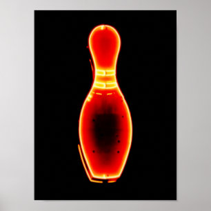 Vintage Neon Bowling Pin Poster