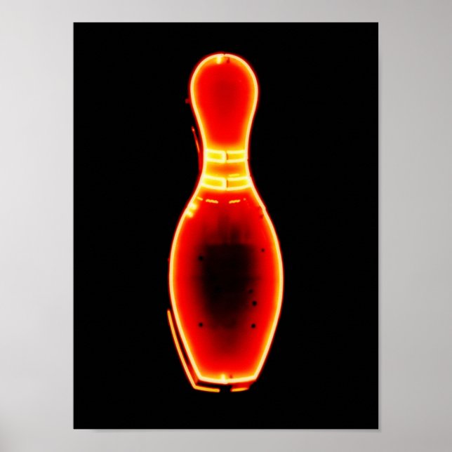Vintage Neon Bowling Pin Poster (Front)