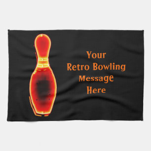 Vintage Neon Bowling Pin Tea Towel