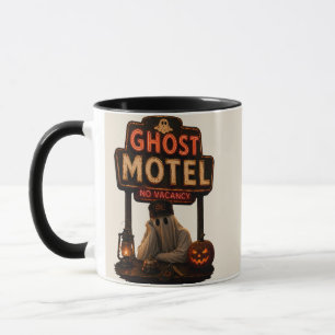 Vintage Neon Ghost Motel Halloween Spooky Mug