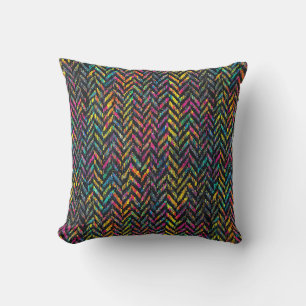 Vintage neon herringbone cushion