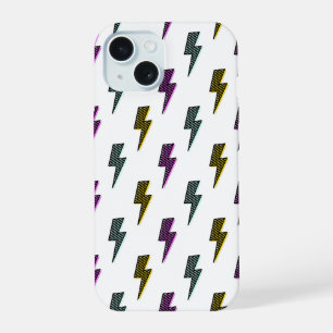 Vintage Neon Lightning Bolt Pattern iPhone 15 Case