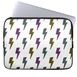 Vintage Neon Lightning Bolt Pattern Laptop Sleeve