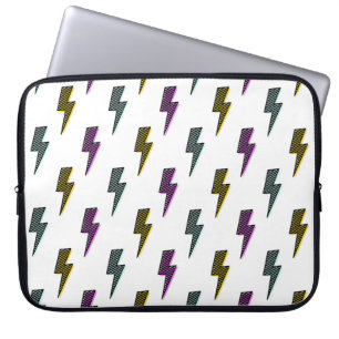 Vintage Neon Lightning Bolt Pattern Laptop Sleeve