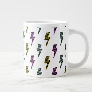 Vintage Neon Lightning Bolt Pattern Large Coffee Mug