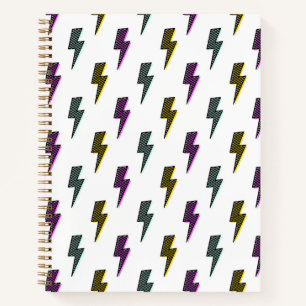 Vintage Neon Lightning Bolt Pattern Notebook