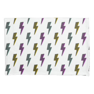 Vintage Neon Lightning Bolt Pattern Pillowcase