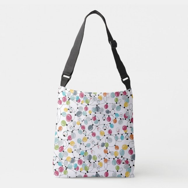 Vintage Neon Penguin Christmas Balloons Crossbody Bag (Front)