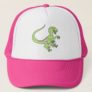 Vintage neon velociraptor green trucker hat