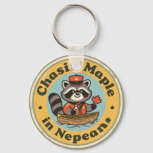 Vintage Nepean Ontario Racoon Gift Key Ring