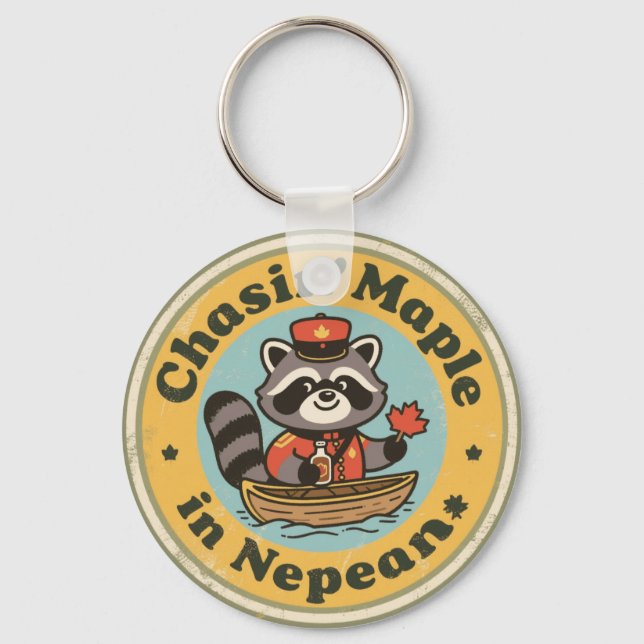 Vintage Nepean Ontario Racoon Gift Key Ring (Front)