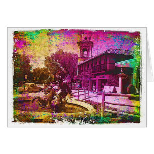 Vintage Neptune Fountain Colourful Grunge