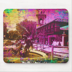 Vintage Neptune Fountain Colourful Grunge Mouse Mat