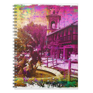Vintage Neptune Fountain Colourful Grunge Notebook