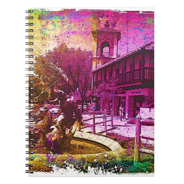 Vintage Neptune Fountain Colourful Grunge Notebook (Front)