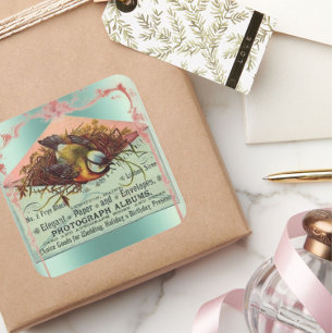 Vintage nesting bird sticker