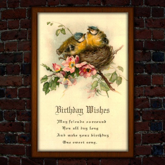 Vintage Nesting Chicks 1917 Birthday Poster (Creator Uploaded)
