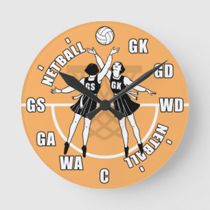 Vintage Netball Players Round Clock