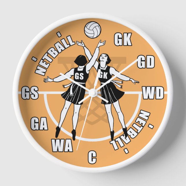 Vintage Netball Players Wall Clock (Front)