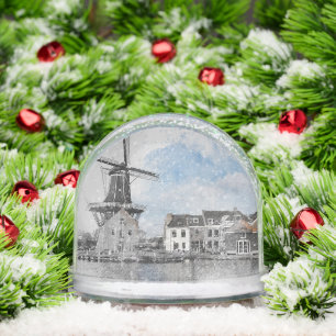 Vintage Netherlands Snow Globe – Dutch Windmill