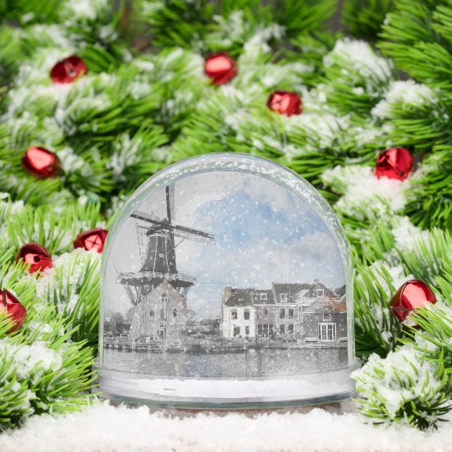 Vintage Netherlands Snow Globe – Dutch Windmill  (Christmas)
