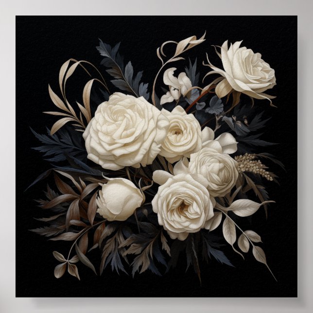 Vintage Neutral Floral Pattern Sublimation Poster (Front)