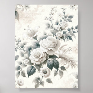 Vintage Neutral Floral Pattern Sublimation Poster