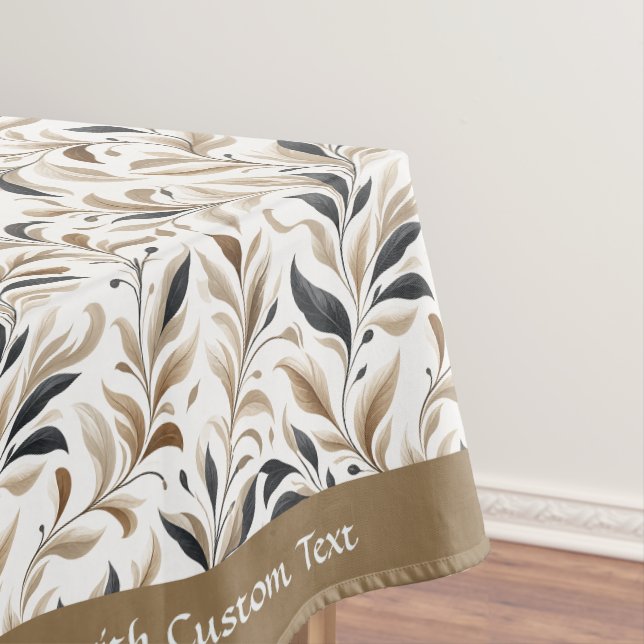 Vintage Neutral Foliage Leaf Pattern Personalise Tablecloth (In Situ)