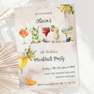 Vintage Neutral Mocktail Birthday Party Invitation