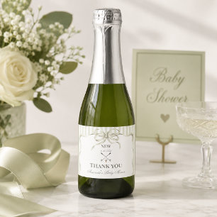 Vintage Neutral New to the Club Golf Baby Shower Sparkling Wine Label