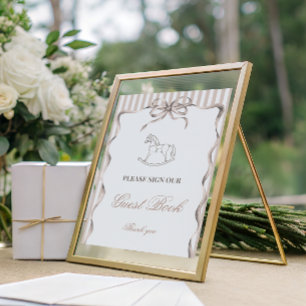 Vintage Neutral Rocking Horse Baby Shower Decor