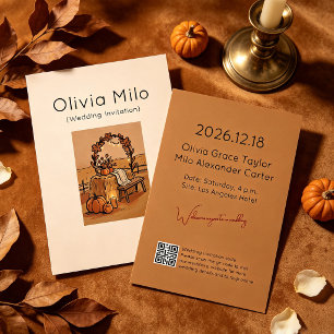 Vintage Neutral Rustic Floral wedding Invitation