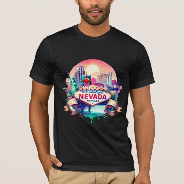 Vintage Nevada Map T-Shirts – Retro us state (Front)
