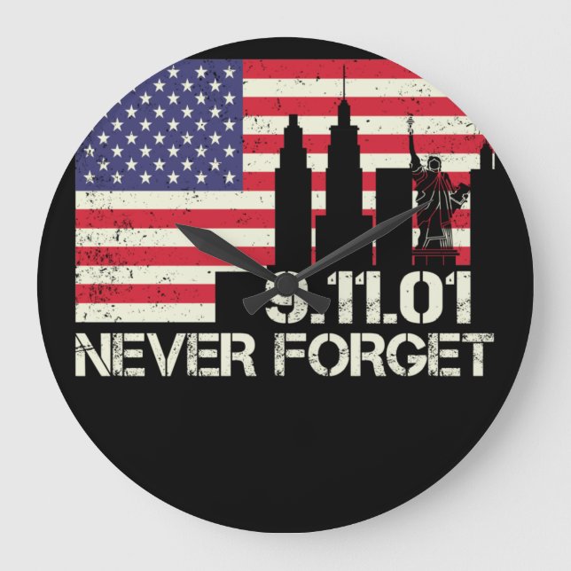 Vintage-Never-forget-patriotic Large Clock (Front)