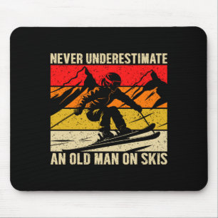 Vintage Never Underestimate An Old Man On Skis Fun Mouse Mat