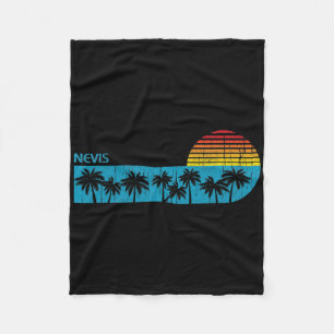 Vintage Nevis Beach Palm Trees Retro 70s Boys Girl Fleece Blanket
