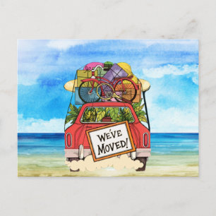Vintage New Address Postcard Beach