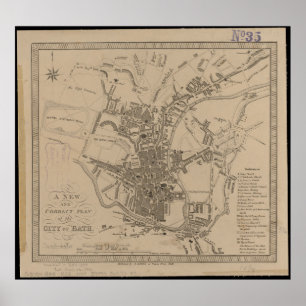 Vintage New and Correct Plan of The City of bath Poster