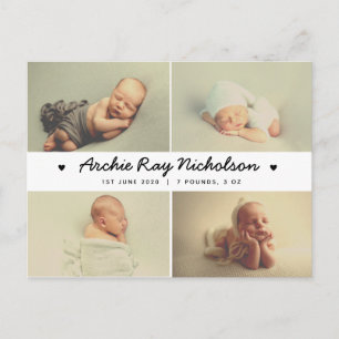 vintage new baby announcement cards - cute
